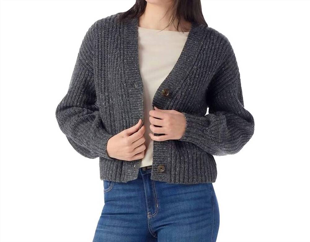 NEW SMARTWOOL cozy lodge cropped cardigan sweater in charcoal heather